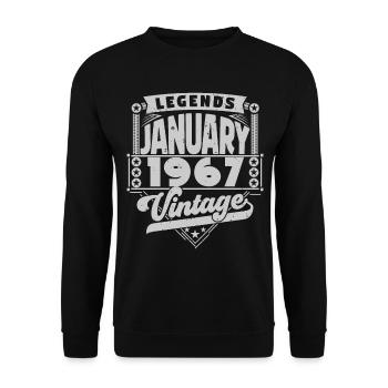 Jahrgang Geburtstag Januar 1967, Januar 1967. - Unisex Pullover - Schwarz - Vorne - Alina (178cm) & Michal (187cm)