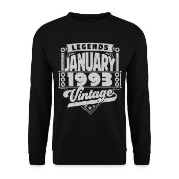 Vintage Birthday January 1993, January 1993. - Unisex Sweatshirt - black - Front - Alina (178cm) & Michal (187cm)