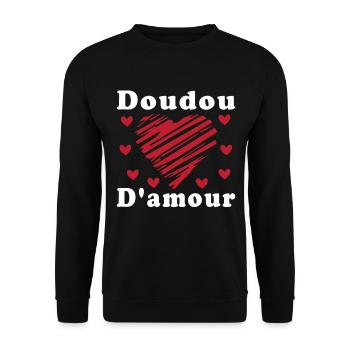 Doudou D'amour Cadeau Saint Valentin - Sweat-shirt Unisexe - noir - Devant - Alina (178cm) & Michal (187cm)