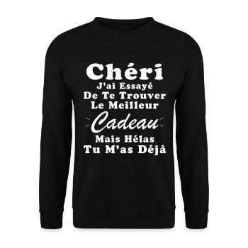 Cadeau Chéri Saint Valentin Amour Couple Humour - Sweat-shirt Unisexe - noir - Devant - Alina (178cm) & Michal (187cm)