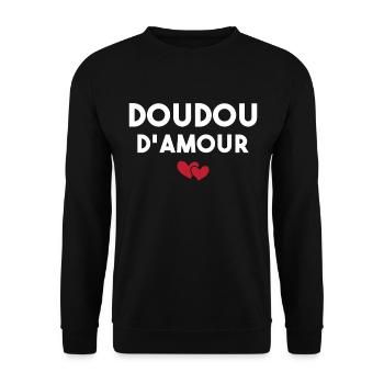 Doudou D'amour Cadeau Saint Valentin - Sweat-shirt Unisexe - noir - Devant - Alina (178cm) & Michal (187cm)