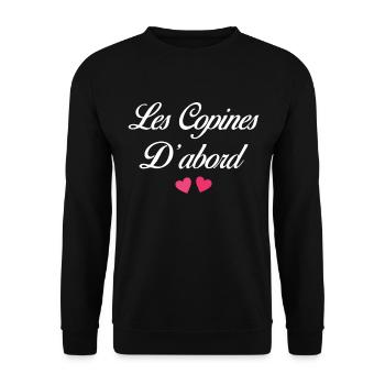Cadeau Meilleures Copines Les Copines D'abord - Sweat-shirt Unisexe - noir - Devant - Alina (178cm) & Michal (187cm)