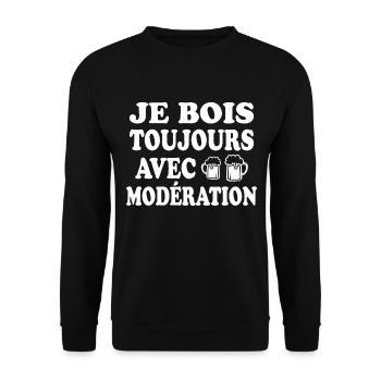 Je Bois Toujours Avec Modération Humour Apéro - Sweat-shirt Unisexe - noir - Devant - Alina (178cm) & Michal (187cm)