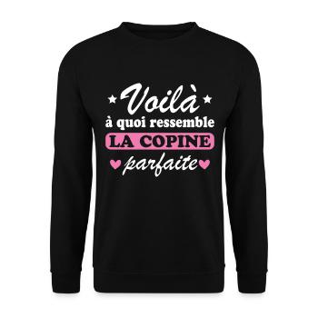Femme La Copine Parfaite Amour Amitié Humour - Sweat-shirt Unisexe - noir - Devant - Alina (178cm) & Michal (187cm)