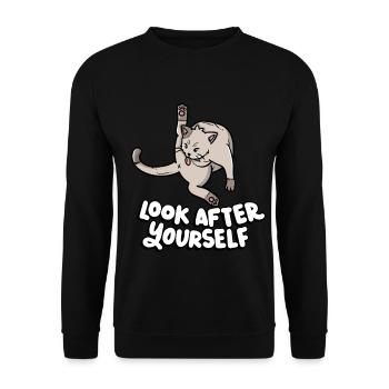 Look After Yourself Kitten Lover - Unisex Sweatshirt - black - Front - Alina (178cm) & Michal (187cm)