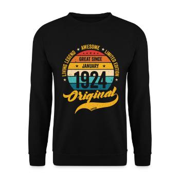 Retro 100 Years January 1924 Birthday Vintage - Unisex Sweatshirt - black - Front - Alina (178cm) & Michal (187cm)