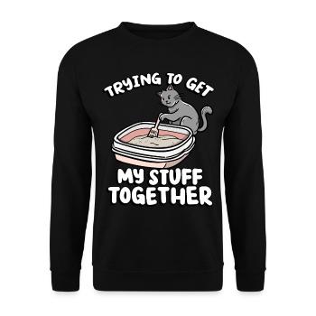 Trying To Get My Stuff Together Funny Kitten - Unisex Sweatshirt - black - Front - Alina (178cm) & Michal (187cm)