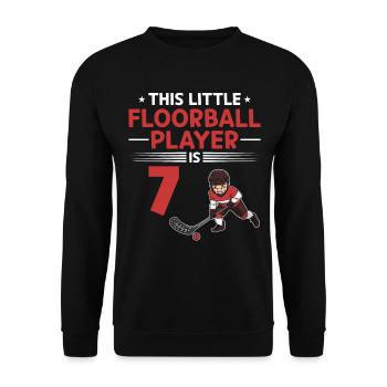 Kids Floorball Player 7th Birthday Floorball Playe - Unisex Pullover - Schwarz - Vorne - Alina (178cm) & Michal (187cm)