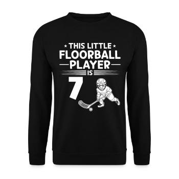 7th Birthday Floorball Player Kids Floorball Playe - Unisex Pullover - Schwarz - Vorne - Alina (178cm) & Michal (187cm)