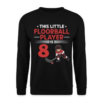 Kids Floorball Player 8th Birthday Floorball Playe - Unisex Pullover - Schwarz - Vorne - Alina (178cm) & Michal (187cm)