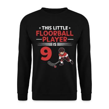 Kids Floorball Player 9th Birthday Floorball Playe - Unisex Pullover - Schwarz - Vorne - Alina (178cm) & Michal (187cm)