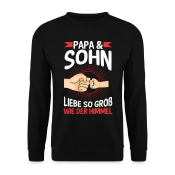 Papa Sohn Vater Familie Geschenk - Unisex Pullover - Schwarz - Vorne - Alina (178cm) & Michal (187cm)