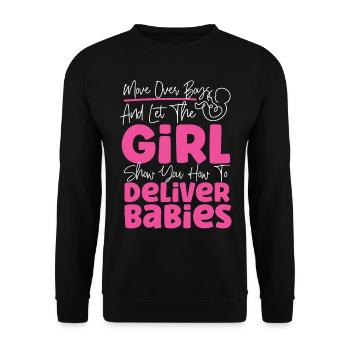 Infirmière spécialisée dans le travail et l’accouchement - Sweat-shirt Unisexe - noir - Devant - Alina (178cm) & Michal (187cm)