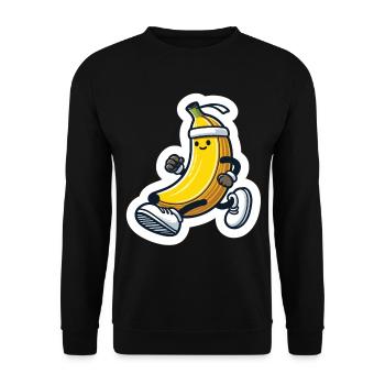 Sporty banana - Unisex Sweatshirt - black - Front - Alina (178cm) & Michal (187cm)