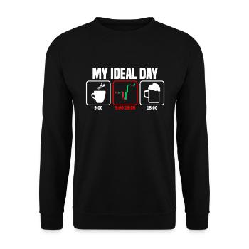 My Perfect Day Trading Trader - Unisex Sweatshirt - black - Front - Alina (178cm) & Michal (187cm)
