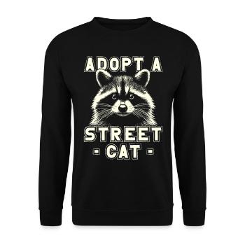 Raton laveur, Adoptez un chat des rues, raton laveur drôle - Sweat-shirt Unisexe - noir - Devant - Alina (178cm) & Michal (187cm)