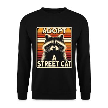 Raccoon, Adopt A Street Cat, Funny Raccoon - Unisex Sweatshirt - black - Front - Alina (178cm) & Michal (187cm)
