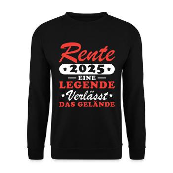 Rente 2025 - Eine Legende Verlässt Das Gelände - Unisex Pullover - Schwarz - Vorne - Alina (178cm) & Michal (187cm)