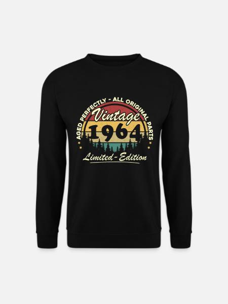 Vintage Geboren 1964 Jahrgang Geburtstag Retro - Unisex Pullover - Schwarz