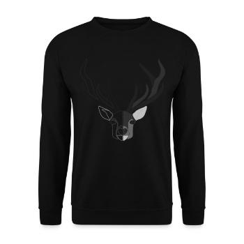Rothirsch Geweih mit Hirschgeweih - Unisex Pullover - Schwarz - Vorne - Alina (178cm) & Michal (187cm)