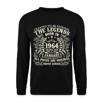 Januar 1964 Geburtstag 1964 Januar Jahr - Unisex Pullover - Schwarz - Vorne - Alina (178cm) & Michal (187cm)