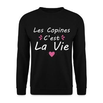 Les Copines C est La Vie La Meilleure Amie Femme - Sweat-shirt Unisexe - noir - Devant - Alina (178cm) & Michal (187cm)