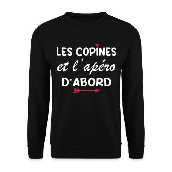 Les copines et l'apéro d'abord - Sweat-shirt Unisexe - noir - Devant - Alina (178cm) & Michal (187cm)