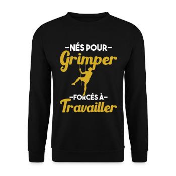 Né Pour Grimper Escaladeur Humour Cadeau - Sweat-shirt Unisexe - noir - Devant - Alina (178cm) & Michal (187cm)