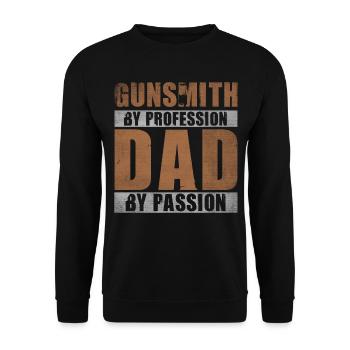 Dad By Passion Profession Gunsmith - Unisex Sweatshirt - black - Front - Alina (178cm) & Michal (187cm)