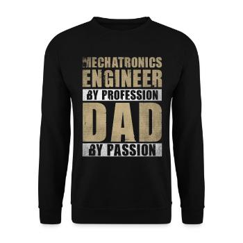 Dad By Passion Profession Mechatronics Engineer - Unisex Sweatshirt - black - Front - Alina (178cm) & Michal (187cm)