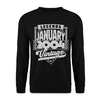 Vintage Anniversaire Janvier 2004, Janvier 2004. - Sweat-shirt Unisexe - noir - Devant - Alina (178cm) & Michal (187cm)