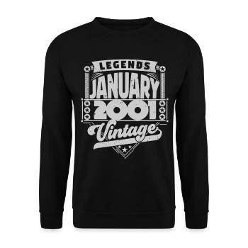 Jahrgang Geburtstag Januar 2001, Januar 2001. - Unisex Pullover - Schwarz - Vorne - Alina (178cm) & Michal (187cm)