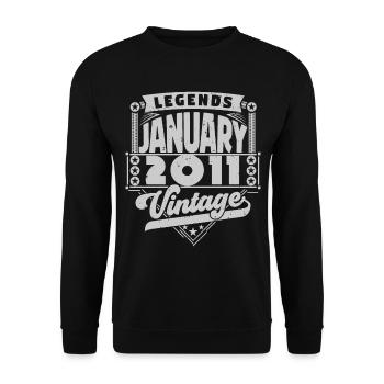 Vintage Birthday January 2011, January 2011. - Unisex Sweatshirt - black - Front - Alina (178cm) & Michal (187cm)