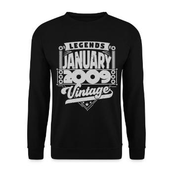 Vintage Birthday January 2009, January 2009. - Unisex Sweatshirt - black - Front - Alina (178cm) & Michal (187cm)