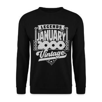 Vintage Birthday January 2000, January 2000. - Unisex Sweatshirt - black - Front - Alina (178cm) & Michal (187cm)
