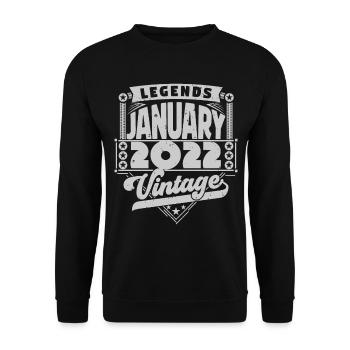 Jahrgangsgeburtstag Januar 2022, Januar 2022. - Unisex Pullover - Schwarz - Vorne - Alina (178cm) & Michal (187cm)