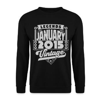 Jahrgang Geburtstag Januar 2015, Januar 2015. - Unisex Pullover - Schwarz - Vorne - Alina (178cm) & Michal (187cm)