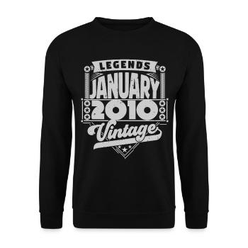 Vintage Birthday January 2010, January 2010. - Unisex Sweatshirt - black - Front - Alina (178cm) & Michal (187cm)
