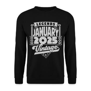 Vintage Birthday January 2025, January 2025. - Unisex Sweatshirt - black - Front - Alina (178cm) & Michal (187cm)