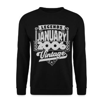 Vintage Anniversaire Janvier 2006, Janvier 2006. - Sweat-shirt Unisexe - noir - Devant - Alina (178cm) & Michal (187cm)