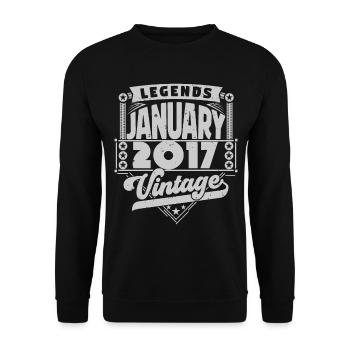 Vintage Birthday January 2017, January 2017. - Unisex Sweatshirt - black - Front - Alina (178cm) & Michal (187cm)