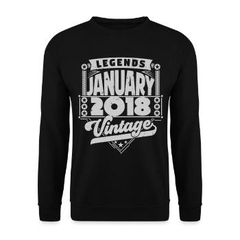 Vintage Birthday January 2018, January 2018. - Unisex Sweatshirt - black - Front - Alina (178cm) & Michal (187cm)