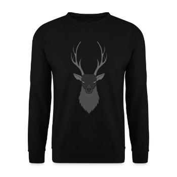 Rothirsch Geweih mit Hirschgeweih - Unisex Pullover - Schwarz - Vorne - Alina (178cm) & Michal (187cm)