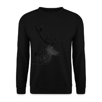 Rothirsch Geweih mit Hirschgeweih - Unisex Pullover - Schwarz - Vorne - Alina (178cm) & Michal (187cm)