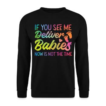 Infirmière spécialisée dans le travail et l’accouchement - Sweat-shirt Unisexe - noir - Devant - Alina (178cm) & Michal (187cm)