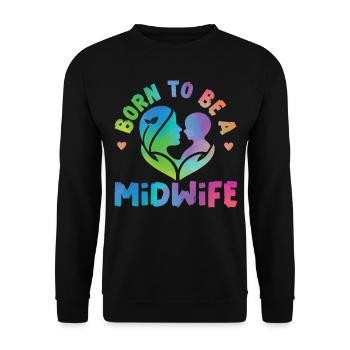 Nurse Midwife Birth Worker Born To - Unisex Sweatshirt - black - Front - Alina (178cm) & Michal (187cm)