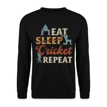 Eat Sleep Cricket Repeat - Funny Cricketing Cricke - Unisex Sweatshirt - black - Front - Alina (178cm) & Michal (187cm)