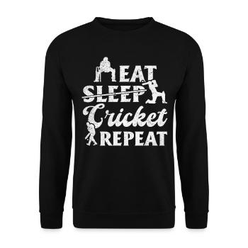 Eat Sleep Cricket Repeat - Funny Cricket Player - Unisex Sweatshirt - black - Front - Alina (178cm) & Michal (187cm)