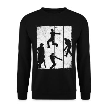 Cricket Retro Cricket Silhouette Retro Cricket - Unisex Pullover - Schwarz - Vorne - Alina (178cm) & Michal (187cm)