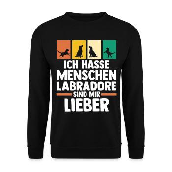 Hund Labrador - Unisex Pullover - Schwarz - Vorne - Alina (178cm) & Michal (187cm)